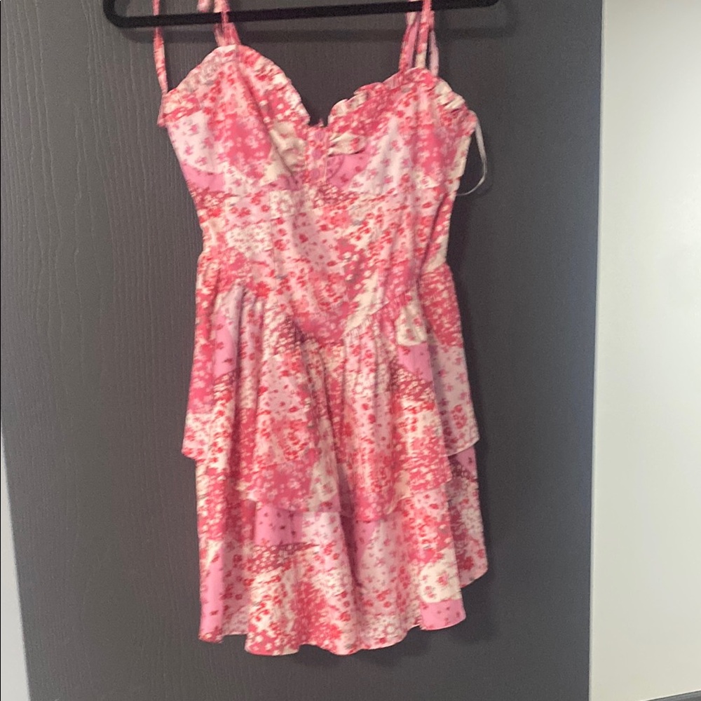 SHEIN Pink and White Floral Mini Dress